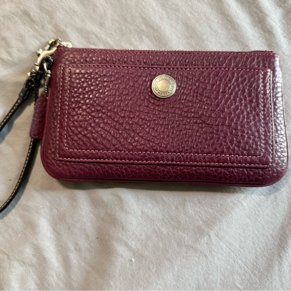 Coach Red Leather Phone Case with Wrist Strap